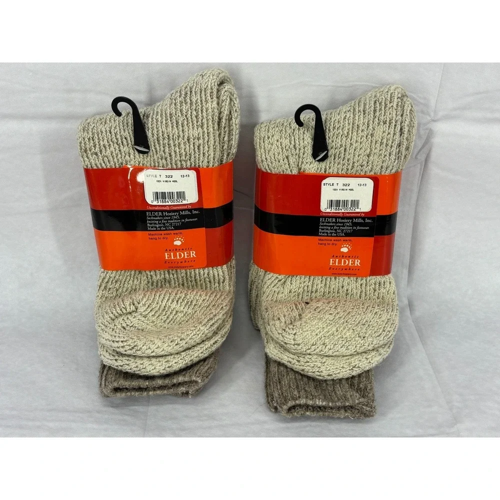 Elder Everywhere Thermal Socks Mens Gray Brown Wool 12-13 Lot of 2 Vintage T 322